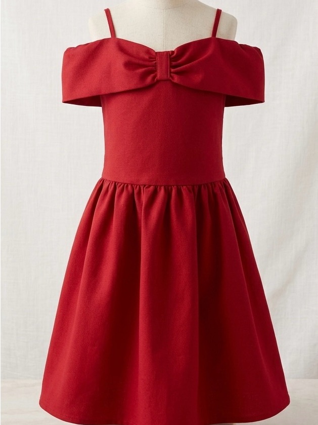 Abercrombie Kids Red Off-Shoulder Bow Dress